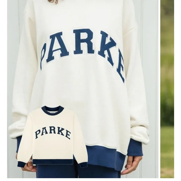 Cream Sweatshirt with Blue Lettering. Never worn. - Picture 1 of 2